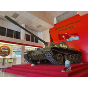 A Soviet made tank T-54B displayed in the museum.
